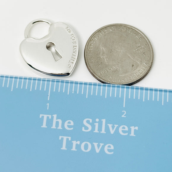 Tiffany Keyhole Heart Padlock Lock Charm Pendant in Sterling Silver