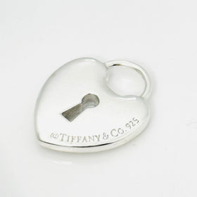 Tiffany Keyhole Heart Padlock Lock Charm Pendant in Sterling Silver