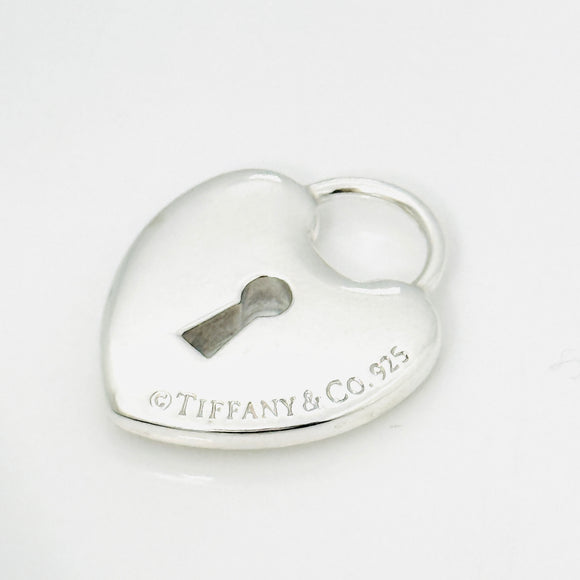 Tiffany Keyhole Heart Padlock Lock Charm Pendant in Sterling Silver