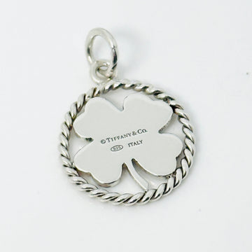 Tiffany Silver Twist Good Luck Shamrock Lucky Irish 4 Leaf Clover Charm Pendant - 0