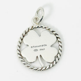 Tiffany Silver Twist Good Luck Shamrock Lucky Irish 4 Leaf Clover Charm Pendant