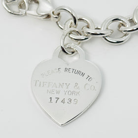 8.5" Large Please Return to Tiffany New York Heart Tag Charm Bracelet - 0