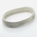 8" Large Tiffany & Co Silver Somerset Mesh Weave Flexible Bangle Bracelet-5