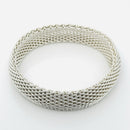 8" Large Tiffany & Co Silver Somerset Mesh Weave Flexible Bangle Bracelet-1
