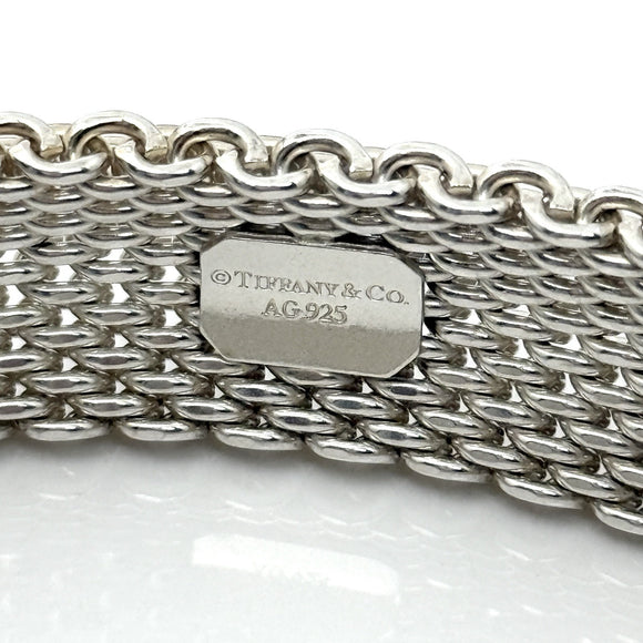 8" Large Tiffany & Co Silver Somerset Mesh Weave Flexible Bangle Bracelet