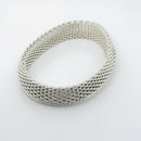 8" Large Tiffany & Co Silver Somerset Mesh Weave Flexible Bangle Bracelet-3