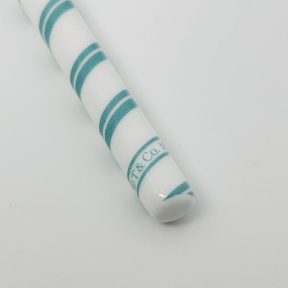 Tiffany Red White Candy Cane Christmas Holiday Ornament with Blue Gift Box Pouch