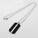 24" Tiffany T&CO Dog Tag Pendant Necklace on Bead Chain in Titanium and Silver-3