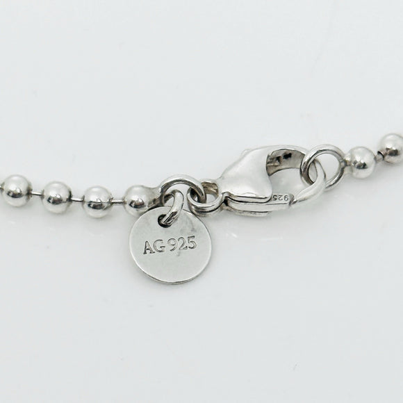 24" Tiffany T&CO Dog Tag Pendant Necklace on Bead Chain in Titanium and Silver