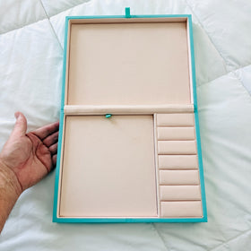 LARGE Tiffany & Co Large Blue Leather Suede Jewelry Box - 0