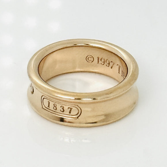 Size 5 Tiffany & Co Gold Plated 1837 Ring in Sterling Silver Concave