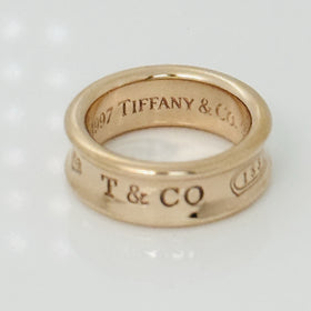 Size 5 Tiffany & Co Gold Plated 1837 Ring in Sterling Silver Concave - 0