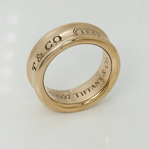 Size 5 Tiffany & Co Gold Plated 1837 Ring in Sterling Silver Concave