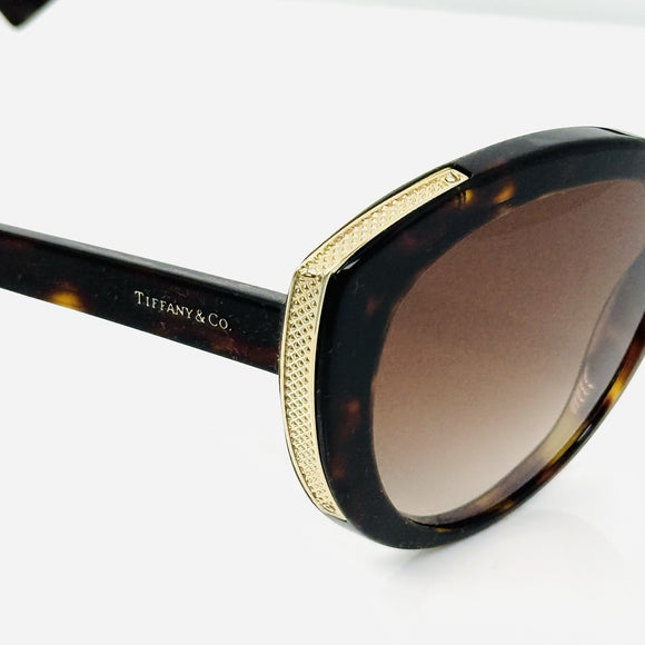 Tiffany & Co. TF4151 Brown Acetate Cat Eye Sunglasses Gold Tone Tortoise Shell