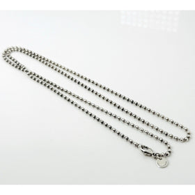 24" Tiffany & Co Sterling Silver 2.5mm Bead Necklace Dog Chain w Lobster Clasp