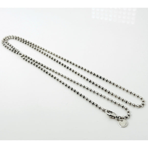 24" Tiffany & Co Sterling Silver 2.5mm Bead Necklace Dog Chain w Lobster Clasp