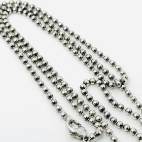 24" Tiffany & Co Sterling Silver 2.5mm Bead Necklace Dog Chain w Lobster Clasp - 0