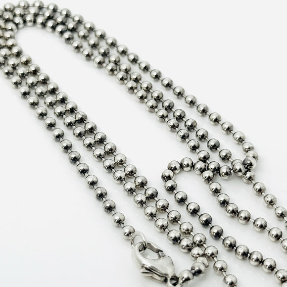 24" Tiffany & Co Sterling Silver 2.5mm Bead Necklace Dog Chain w Lobster Clasp