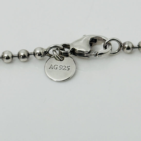 24" Tiffany & Co Sterling Silver 2.5mm Bead Necklace Dog Chain w Lobster Clasp