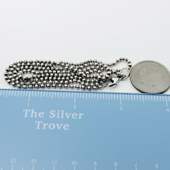 24" Tiffany & Co Sterling Silver 2.5mm Bead Necklace Dog Chain w Lobster Clasp