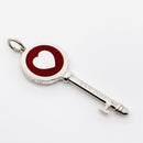 Tiffany & Co Red Enamel Heart Key Pendant in Sterling Silver-1