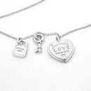 16" Return to Tiffany & Co. Love Heart Padlock Lock Key Pendant Chain Necklace-1