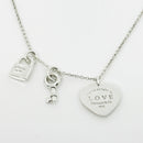 16" Return to Tiffany & Co. Love Heart Padlock Lock Key Pendant Chain Necklace-2