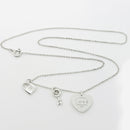 16" Return to Tiffany & Co. Love Heart Padlock Lock Key Pendant Chain Necklace-3