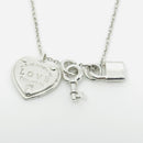 16" Return to Tiffany & Co. Love Heart Padlock Lock Key Pendant Chain Necklace-4