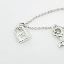16" Return to Tiffany & Co. Love Heart Padlock Lock Key Pendant Chain Necklace-6