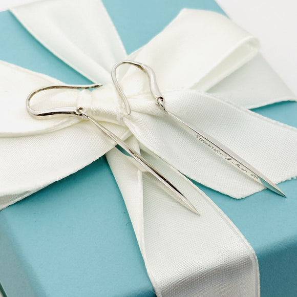 Tiffany & Co Feather Earrings by Elsa Peretti Drop Elongated Dangle Hook