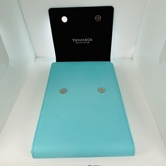 Tiffany Blue Leather Folding Necklace Presentation Blue Gift Box Storage Pouch
