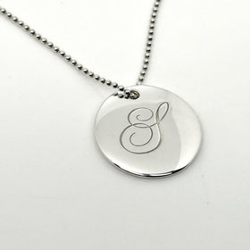 Tiffany Letter S Alphabet Initial Disc Notes Pendant Bead Chain Necklace - 0