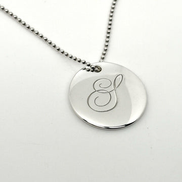 Tiffany Letter S Alphabet Initial Disc Notes Pendant Bead Chain Necklace - 0
