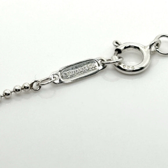 Tiffany Letter S Alphabet Initial Disc Notes Pendant Bead Chain Necklace