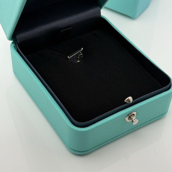 Tiffany & Co Necklace Storage Presentation Gift Box Blue Leather Lux