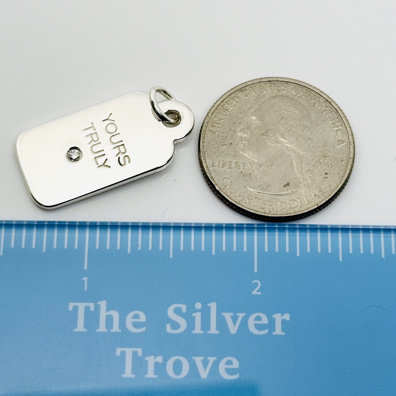 Tiffany & Co Yours Truly Diamond Pendant or Charm in Sterling Silver