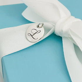 Tiffany & Co Letter L Notes Alphabet Initial Charm Disc Round Pendant or Charm - 0