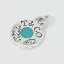 Tiffany 1837 Round Charm or Pendant in Blue enamel and Sterling Silver-1