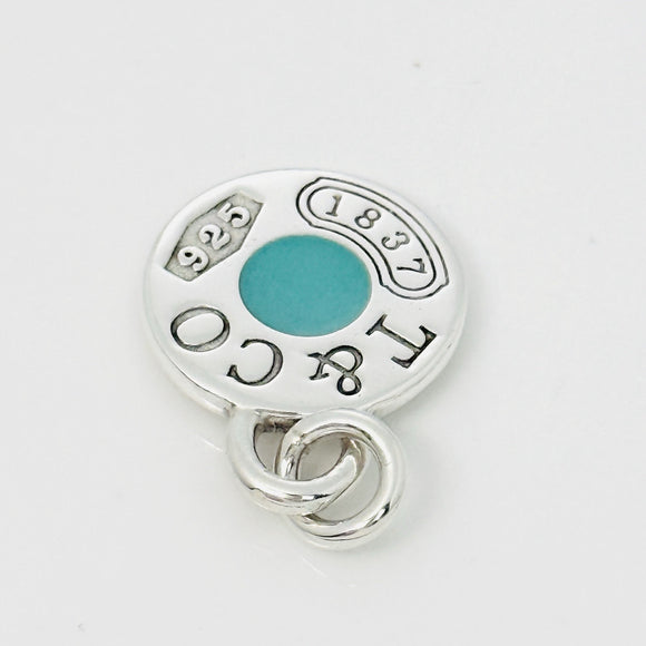 Tiffany 1837 Round Charm or Pendant in Blue enamel and Sterling Silver