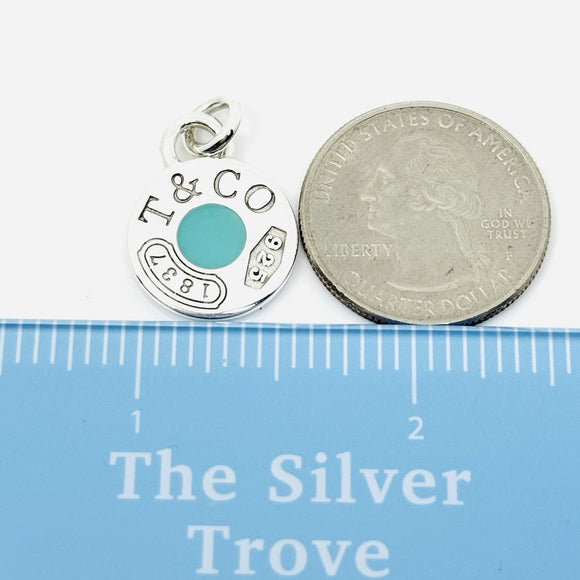 Tiffany 1837 Round Charm or Pendant in Blue enamel and Sterling Silver
