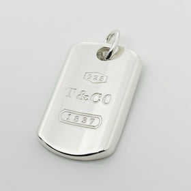 Tiffany & Co 1837 Dog ID Tag Pendant in Sterling Silver Mens Unisex