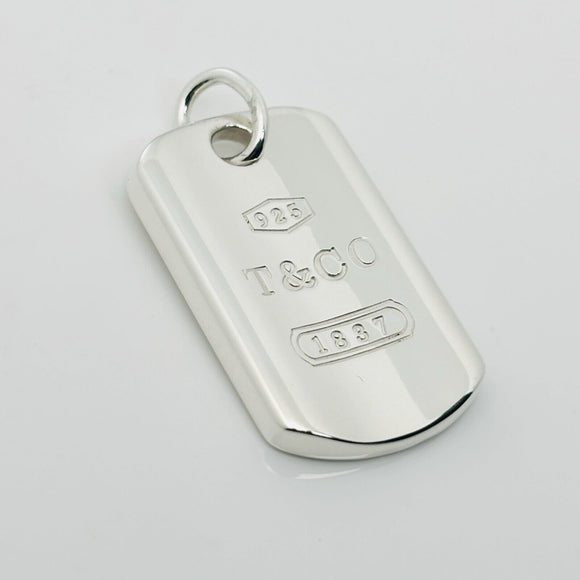 Tiffany & Co 1837 Dog ID Tag Pendant in Sterling Silver Mens Unisex