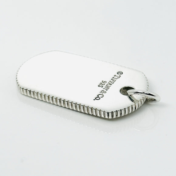 Tiffany & Co Mens Coin Edge ID Dog Tag Pendant in Sterling Silver