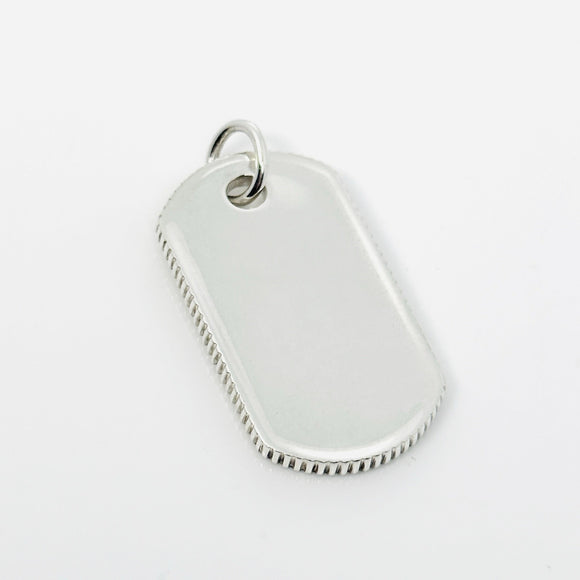 Tiffany & Co Mens Coin Edge ID Dog Tag Pendant in Sterling Silver