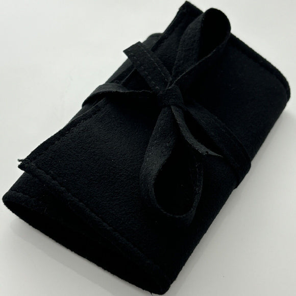 Tiffany & Co Jewelry Roll for Travel and Storage Black Suede Leather Pouch