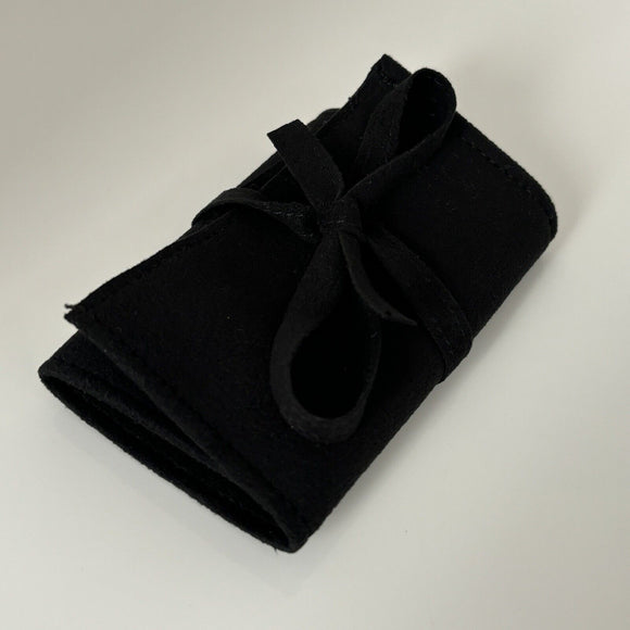 Tiffany & Co Jewelry Roll for Travel and Storage Black Suede Leather Pouch