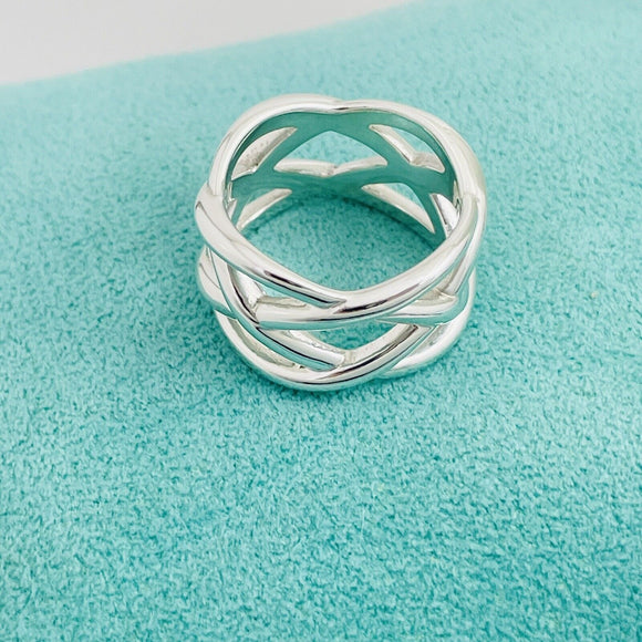 Size 6.5 Tiffany & Co Sterling Silver Braided Celtic Knot Weave Ring