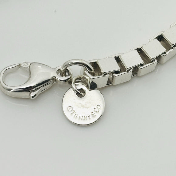 26" Tiffany & Co  Mens Unisex Venetian Box Link Necklace in Sterling Silver