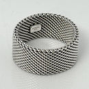 Size 6 Tiffany & Co Somerset Mesh Weave Firm Solid Ring in Sterling Silver-1